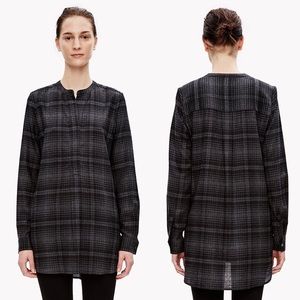 Theory Orvinio Avalon Plaid Long-Sleeve Top Grey